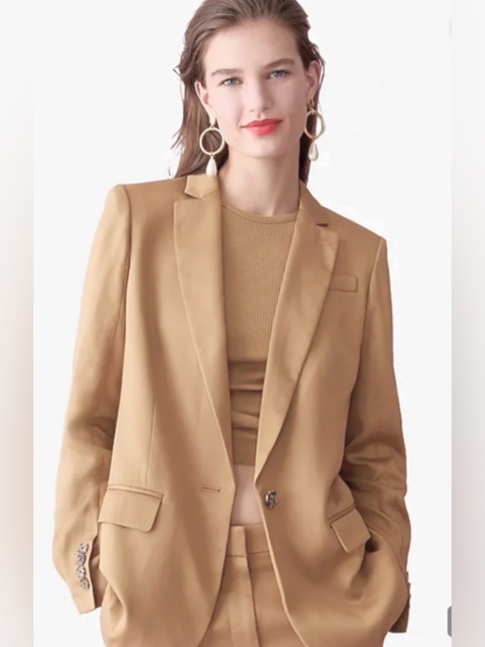 J.Crew Willa Blazer in Italian City Wool Blend  In Beige Size 10